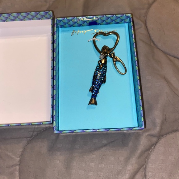 Betsey Johnson Accessories - Viral Betsey Johnson Blue Crystals Fish Sardine Bag Charm Keychain NIB